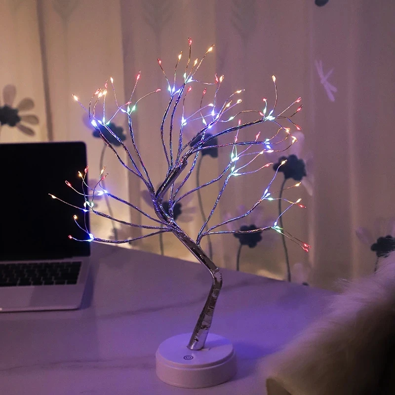 LED Table Lamp Tree Copper Wire USB/AA Battery Powered Bedroom  Study Decorative Deack Lamp Creative Lighting Indoor Night Lamp