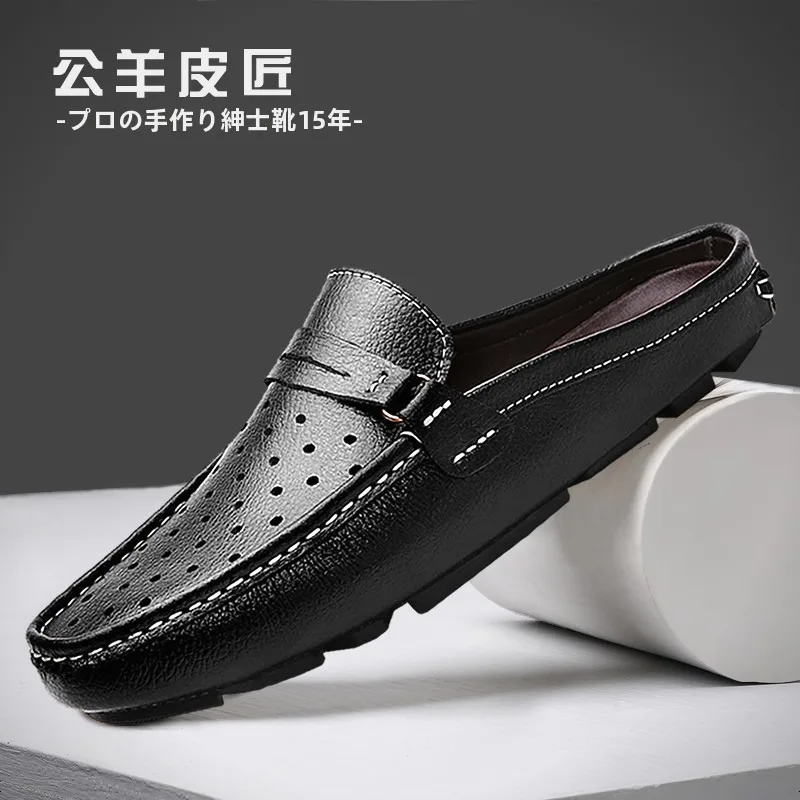 men's-summer-open-toe-slip-on-breathable-hollow-out-design-durable-rubber-outsole-comfortable-flat-heel-faionable-loers