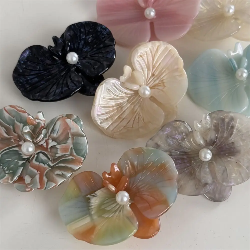 الجانب كليب حمض الخليك دبوس الشعر فراشة السحلية الكورية نمط زهرة منقار البط كليب الأزهار إكسسوارات الشعر المشابك الطازجة الإناث