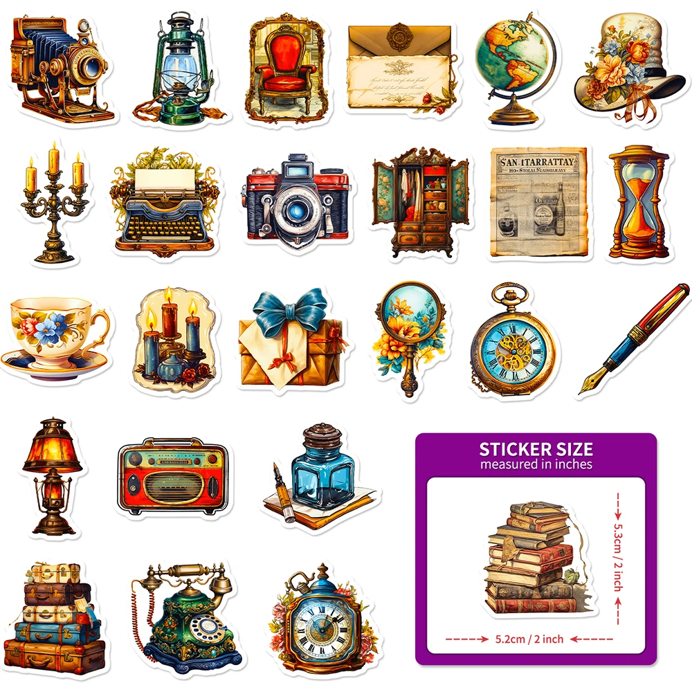 10/50Pcs Medieval Retro Stickers Pack for Kids Laptop Scrapbooking Travel Luggage Computer Car Decoration Graffiti Sticker Decal