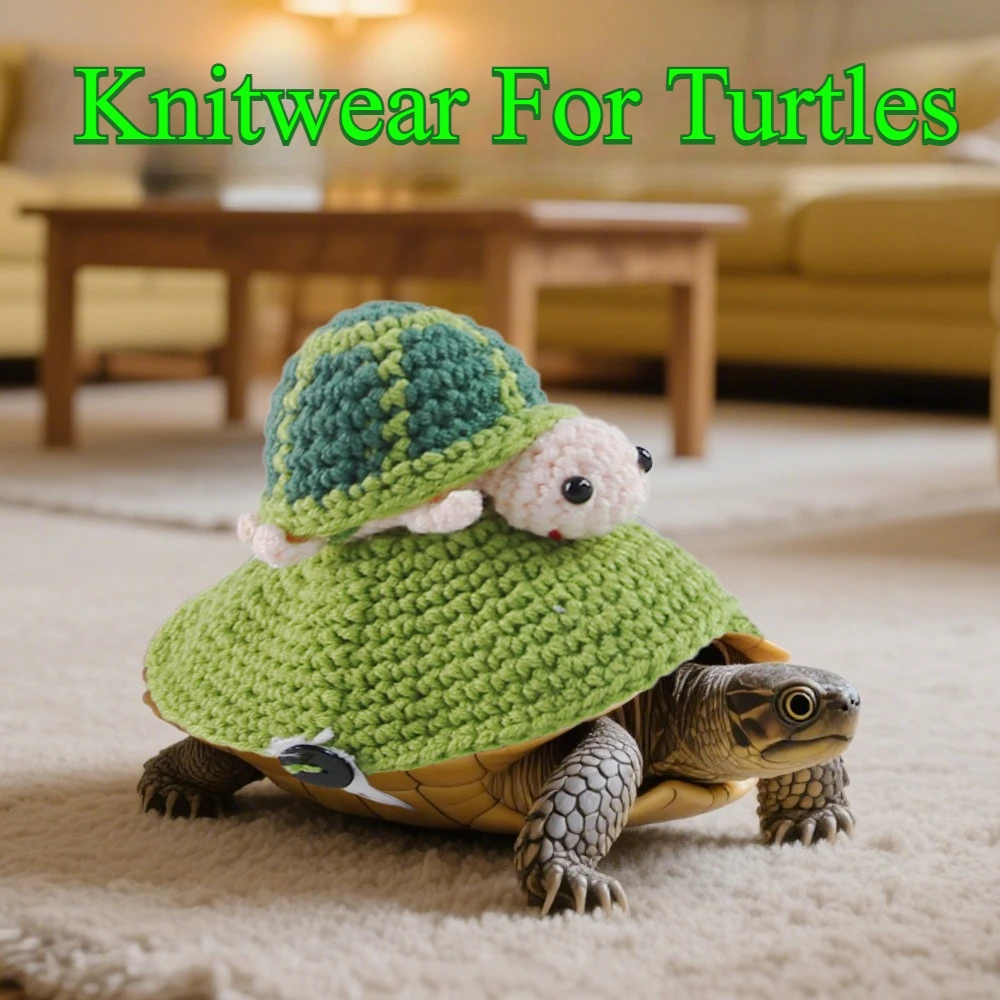 

Crawling Pet Knitted Turtle Clothes Crocheted Wool Turtle Warm Outing Clothes Adorable Turtle Design