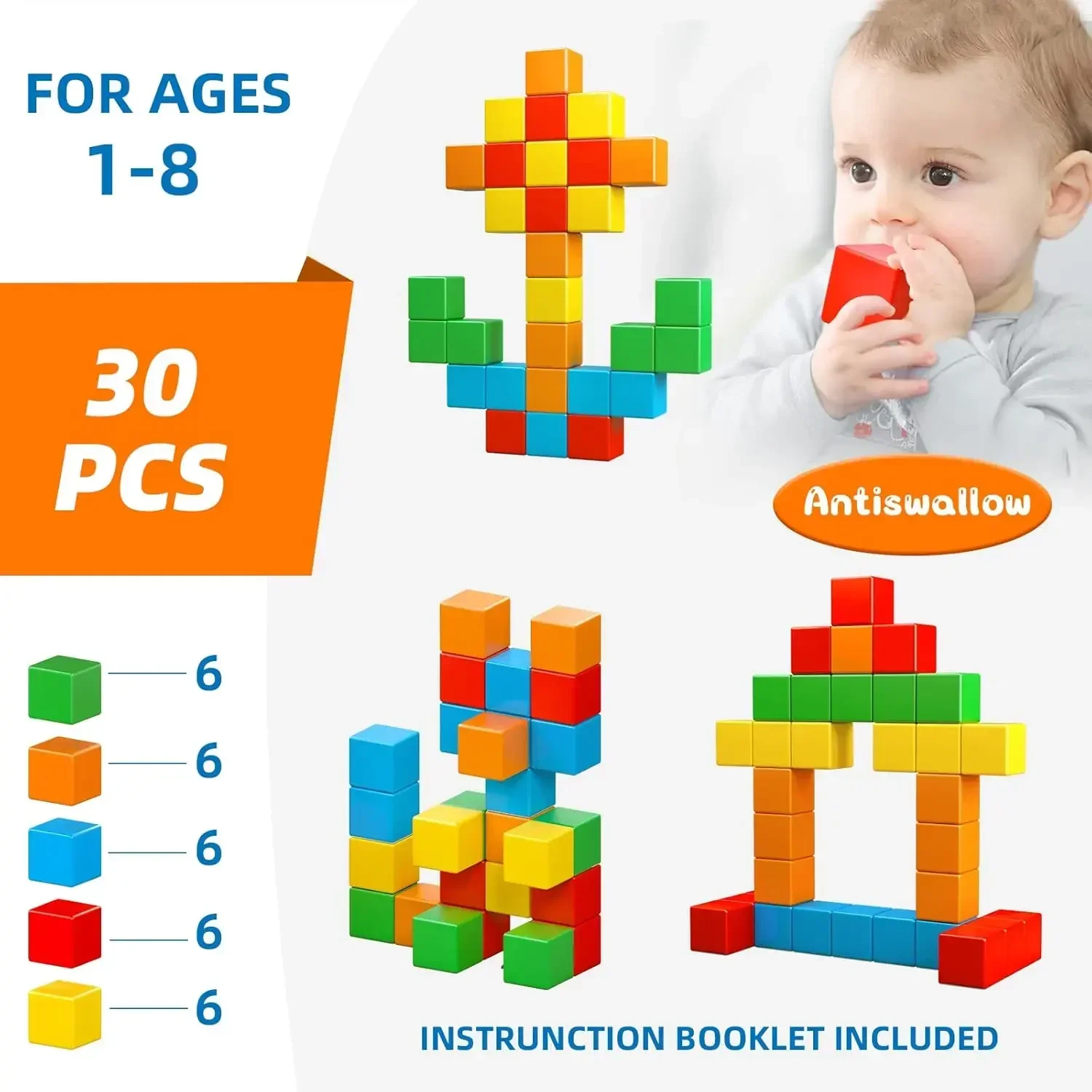 Magnetic Blocks 1.41 inch 3.6cm Large Magnetic Building Block for Toddlers Boys Girls Magnetic Cubes 2025 Gift for Children