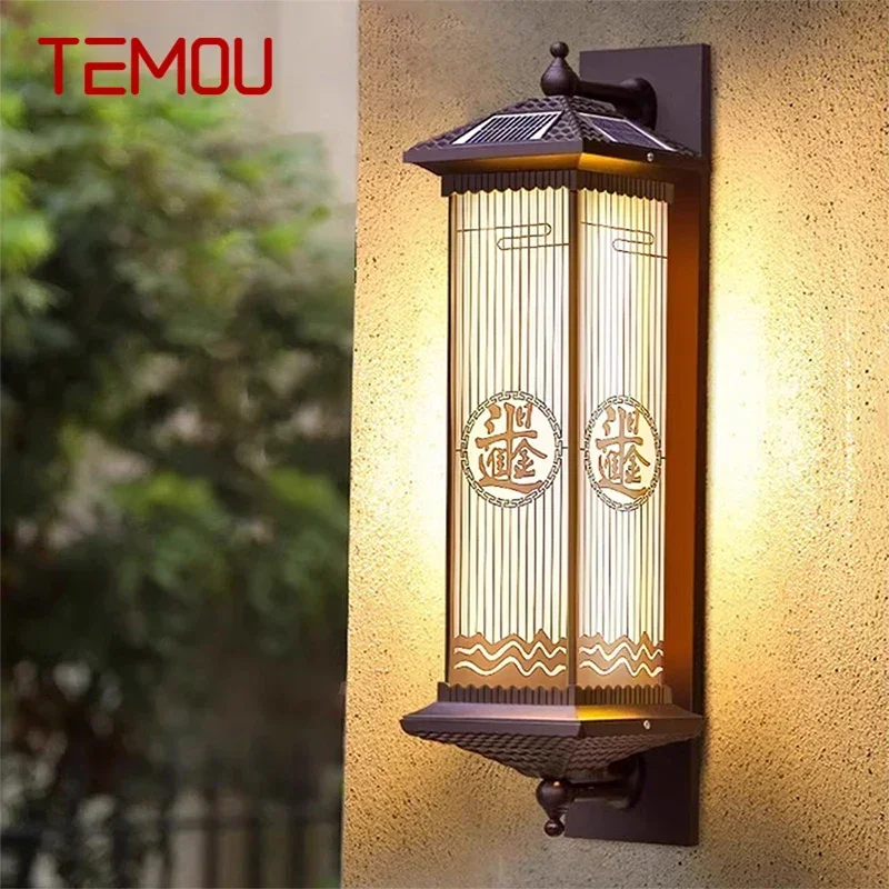 TEMOU Contemporary Solar Outdoor Wall Lamps Simplicity Waterproof Creative Balcony Hallway Courtyard Villa Gate Hotel