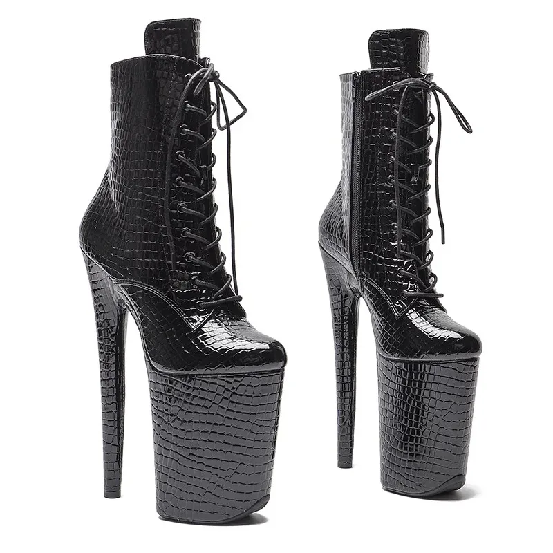 

New 23CM/9inches PU Upper Modern Sexy Nightclub Pole Dance Shoes High Heel Platform Women's Ankle Boots 088