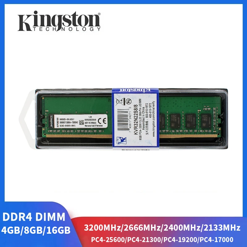 Kingston DDR4 RAM, 32GB, 16GB, 8GB, 4GB 메모리, 3200MHz 2666 2400, 2133MHz 데스크탑 RAM, 1.2V 288 핀 DIMM PC4-25600 28800 19200 21300