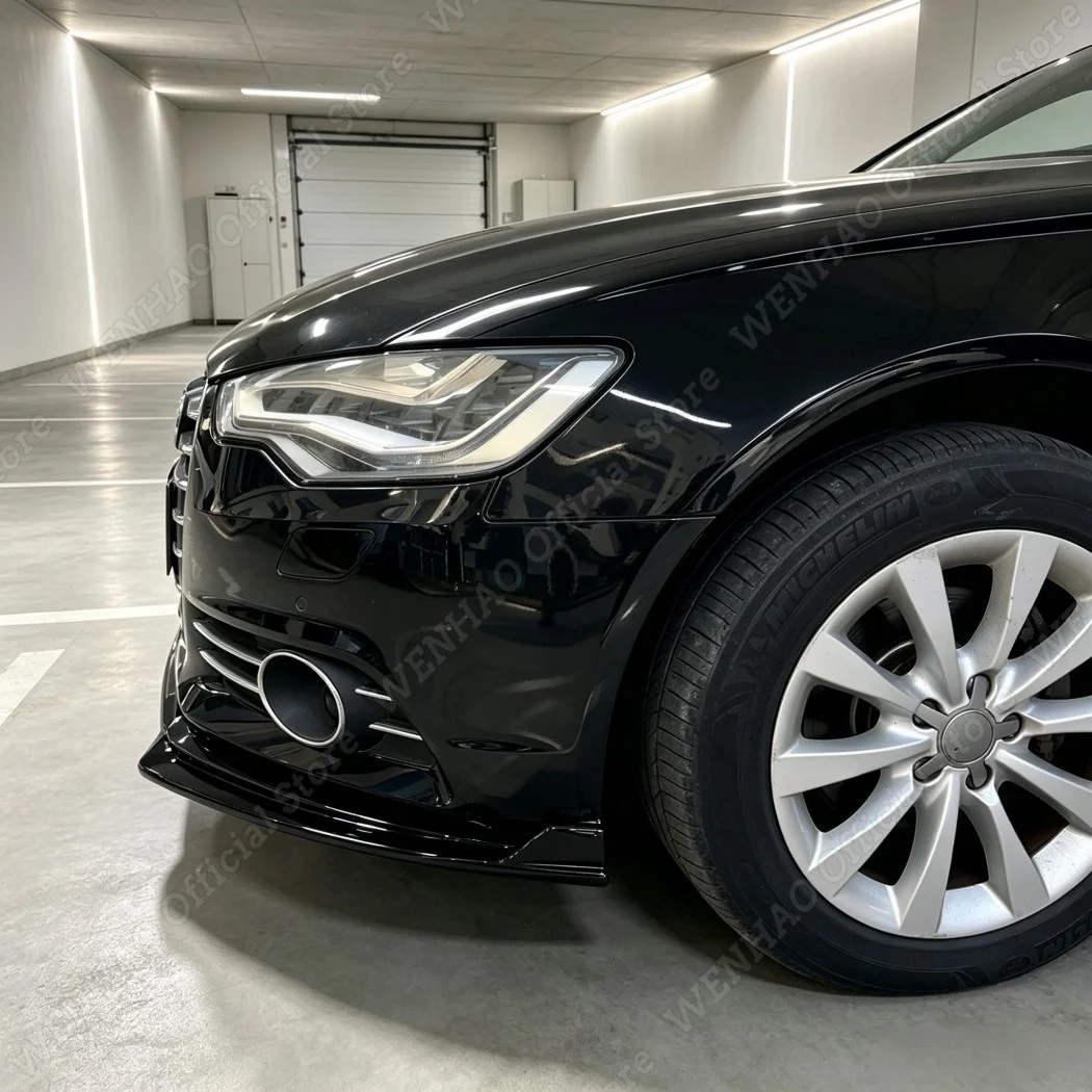 For Audi A6 C7 Early-Model Standard Model 2012–2015 ABS Gloss Car Front Bumper Lip Black Body Kit Lips Diffuser Spoiler Parts