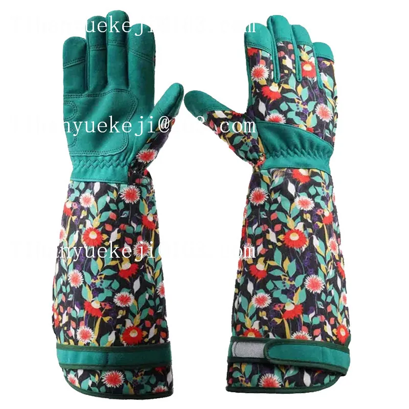 Cattle Two-Layer Leather Polyester Elastane Composite Gloves, Stab Resistant & Wear Resistant for Gardening