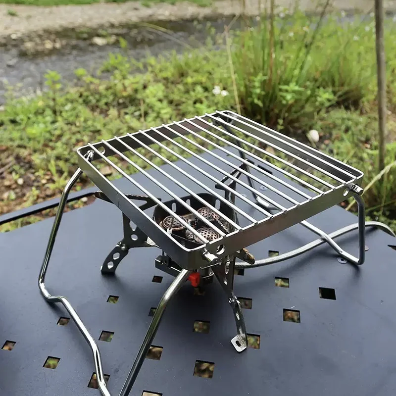 Portable Stainless Steel Stove Stand Multisize Foldable Camping Grill Stand Outdoor Stove Support Rack Hiking Picnic Grill Grate