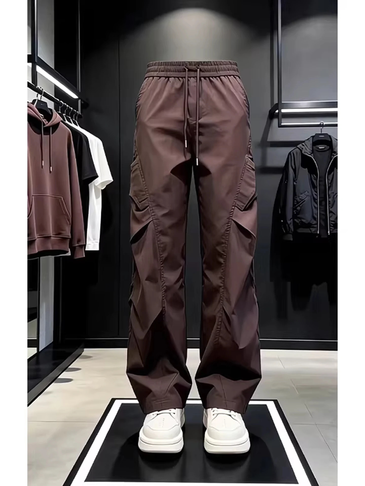 Cleanfit American Style Workwear Paratrooper Pants Men's Summer Thin Pleated Casual Straight Leg Trousers