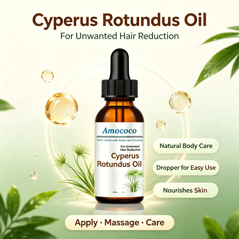 Amococo 3/6pcs Cyperus Rotundus Oil 30ml Natural Body Face Moisturizing Oil with Dropper Helps Soothe Skin After Hair Removal Non-Greasy Hydrating Serum