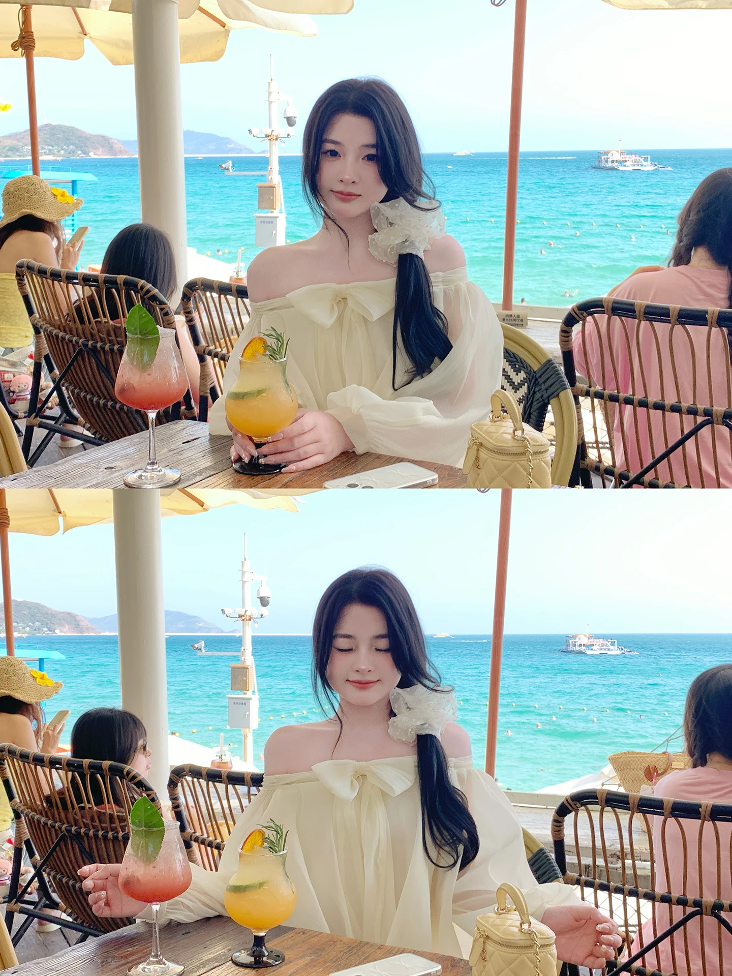 

Banana Knot One Shoulder Chiffon Women's Spring Summer New Gentle Bubble Sleeve Top Sweet Style Loose Fit Long Sleeve