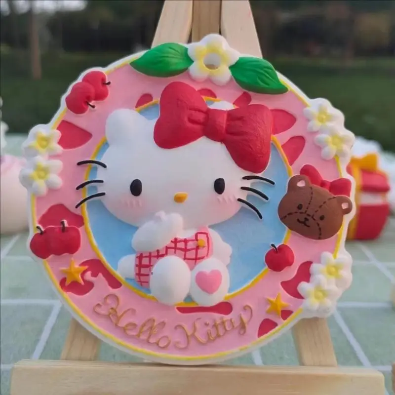 

hot Sanrio hellokitty plaster graffiti ornaments Diy handmade painting Pendant relief painting lovely kids kawaii toys Doll gift