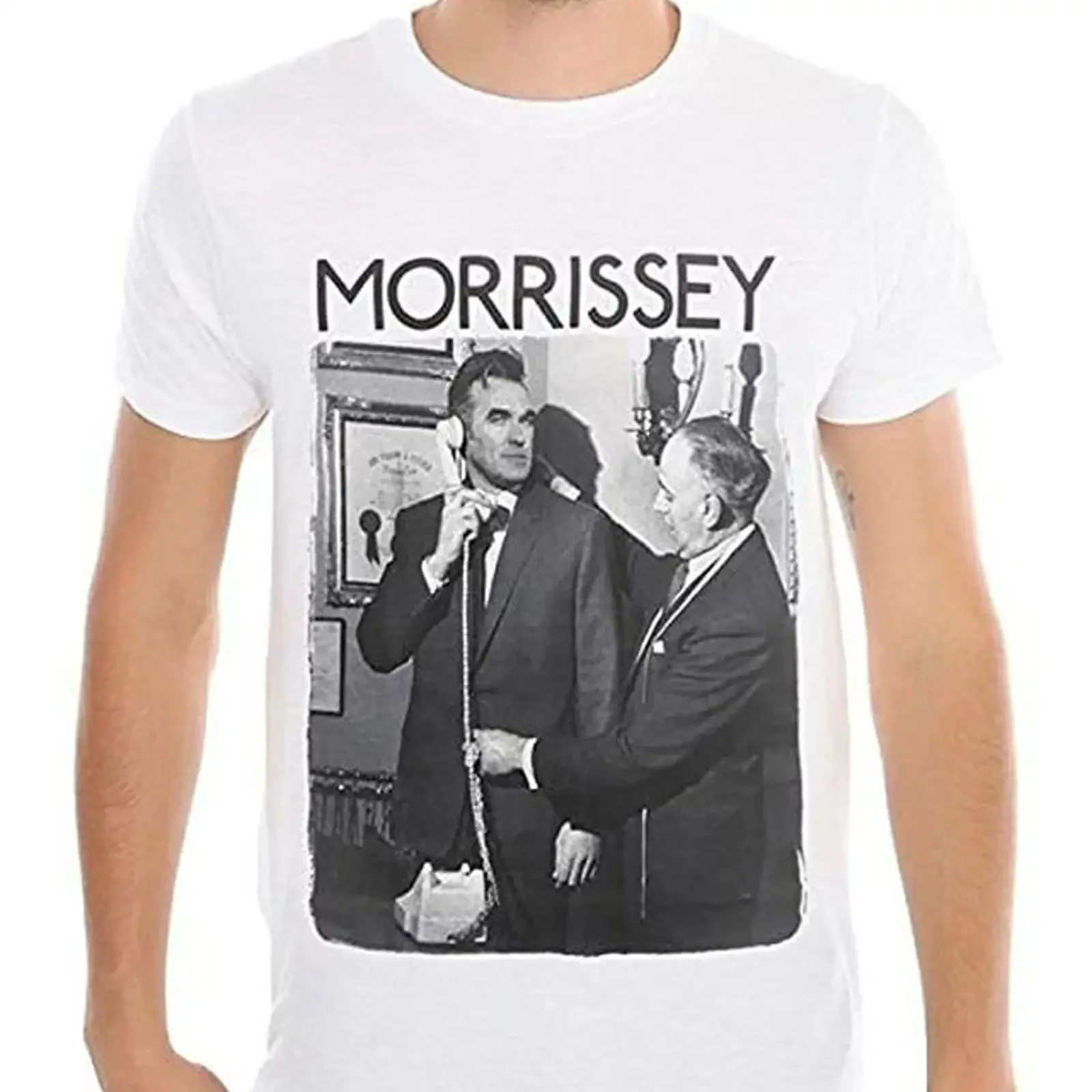 Imagen de miniatura 1 de la camiseta de hombre Morrissey The Smiths Tailor, blanca, estilo vintage, lavada, para uso diario, cómoda y transpirable