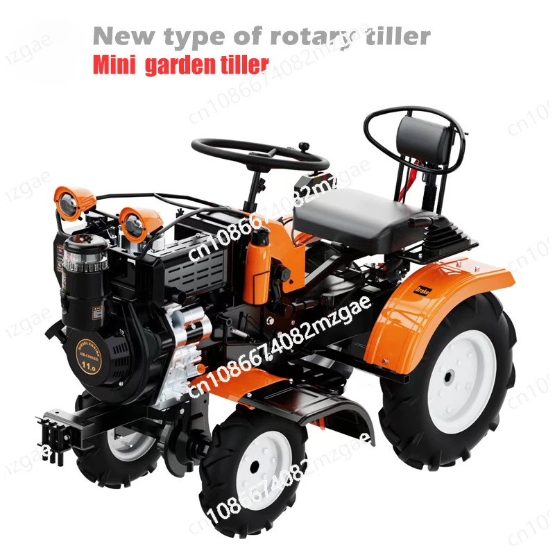 195 micro tiller four-wheel drive small rotary tiller for farmland diesel seat micro tiller for orchard greenhouse