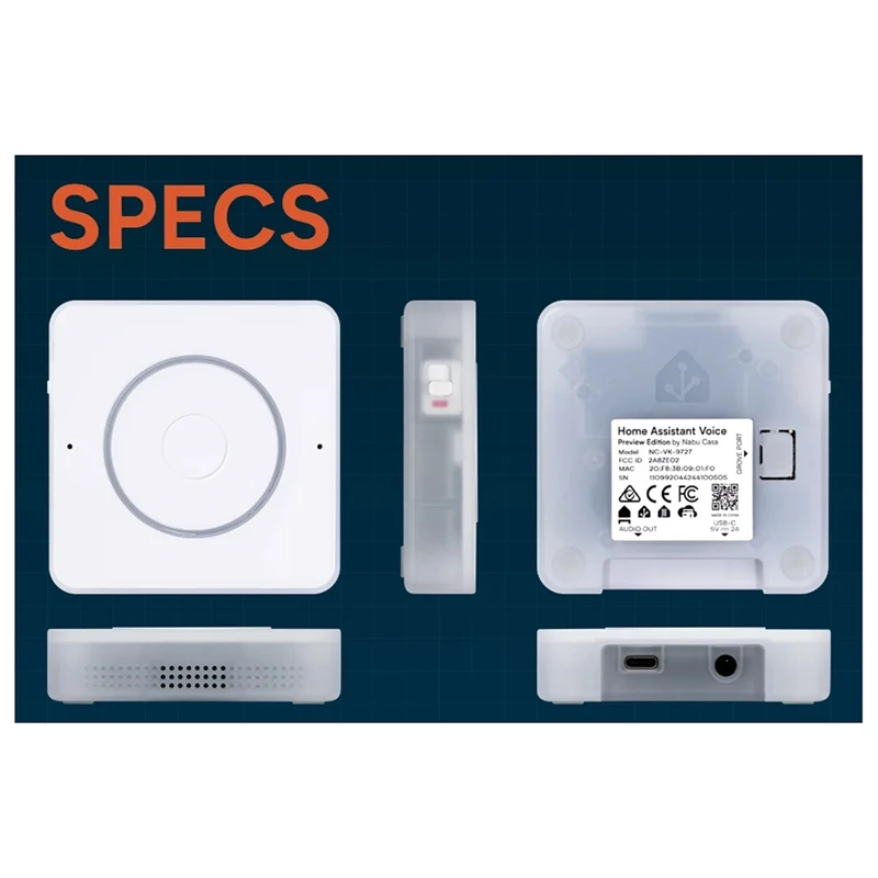 

Home Assistant Voice Preview Edition ESP32-S3 SoC with 16MB of FLASH Storage 2.4 GHz Wi-Fi Bluetooth 5.0-A09I