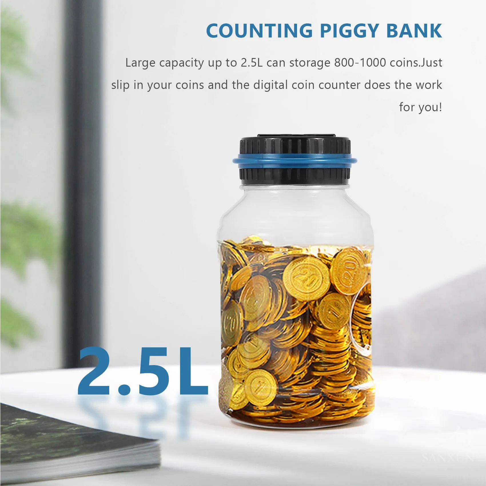 A003 Electronic Digital Coin Counter Automatic Money Counting Jar Saving Piggy Bank