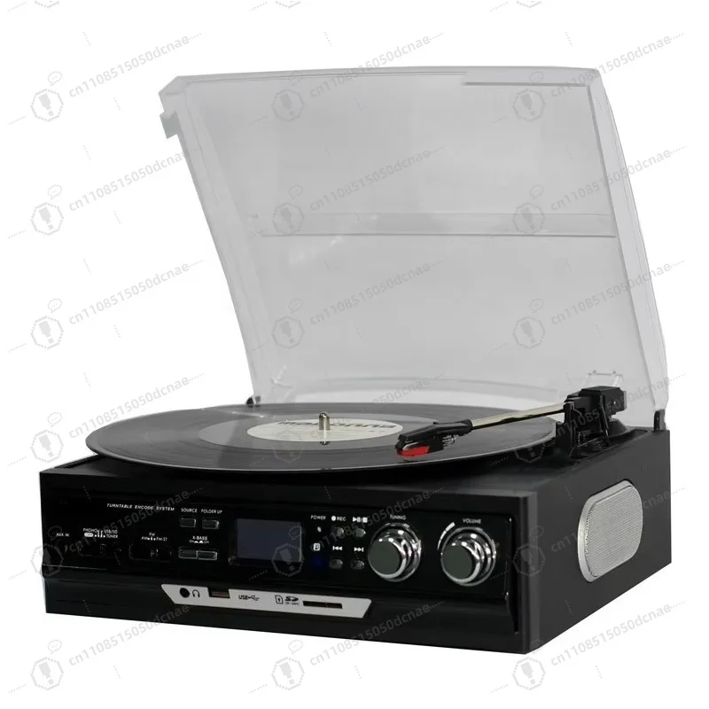 Classic Retro Turntable Vinyl Record Player CD Player FM Radio Cassette Tape Player 3-Speed Built-in Speaker High Fidelity