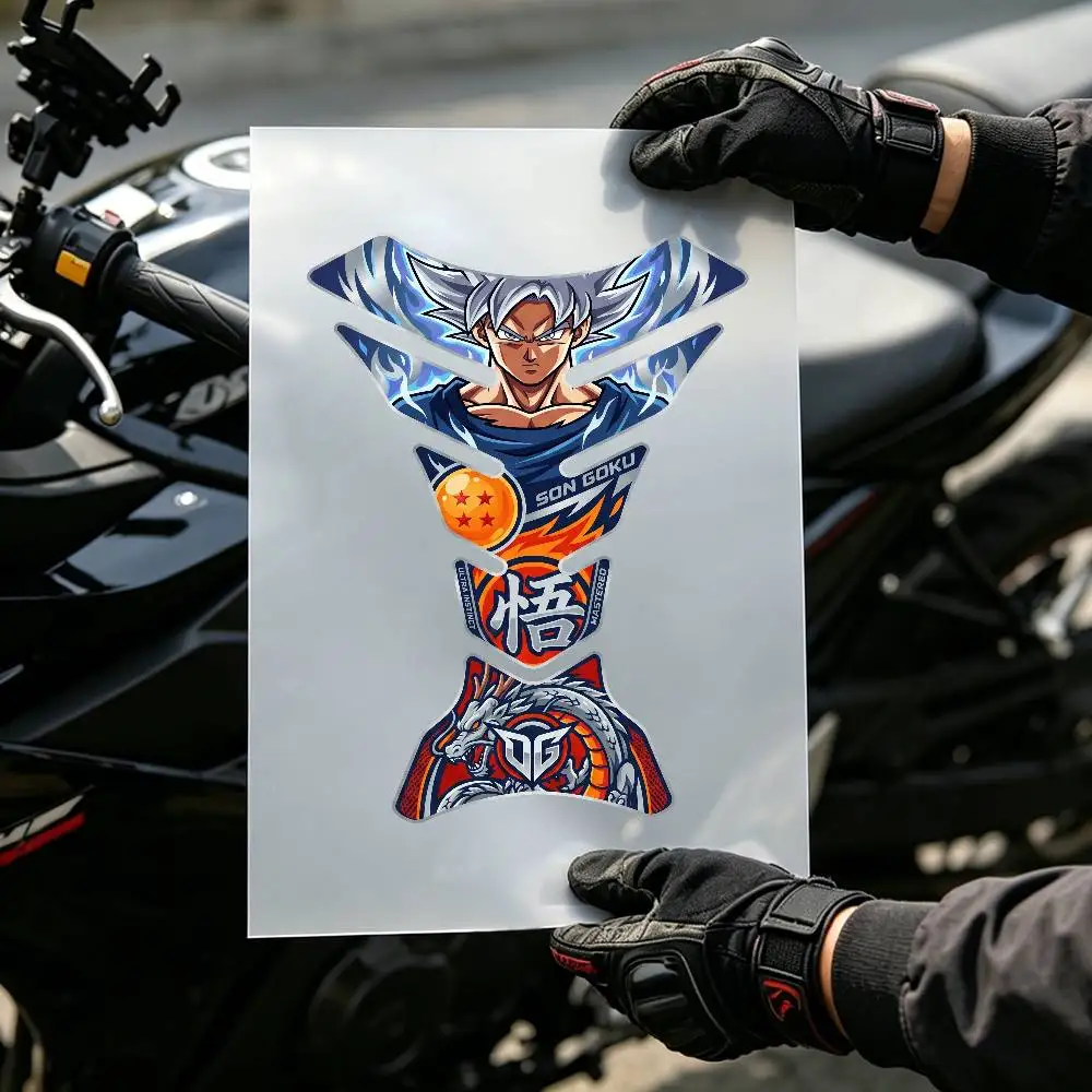 Anime Son Goku Ultimate Instinct  Flat Fishbone Decal Waterproof Motorcycle Gas Tank Sticker Vinyl Graphics Decor Accessories view 2