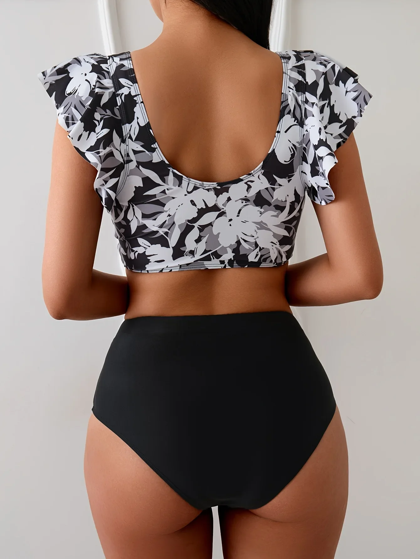 2025 꽃 프린트 Tankini 세트 여성용 고탄력 수영복 내구성 삼각형 비키니 2 피스 복장 코르셋 자르기 탑 섹시한 2PCS