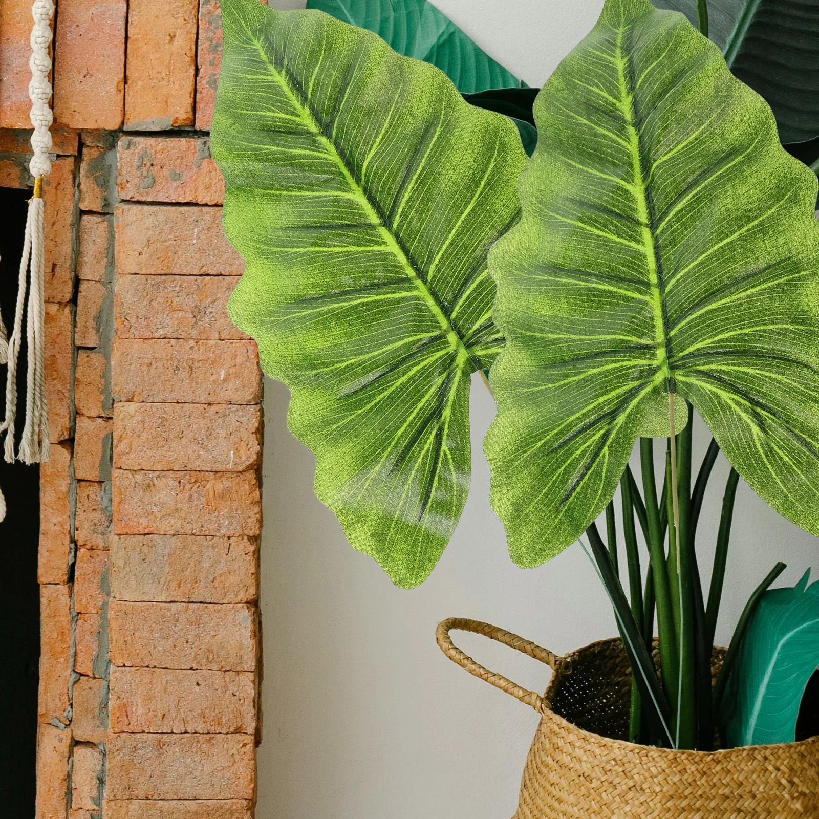 

3pcs Faux Tropical With Stem Artificial Leaves Adorn Fake Green Leaf Decoration For Home Office Party Wedding Beach Simulated