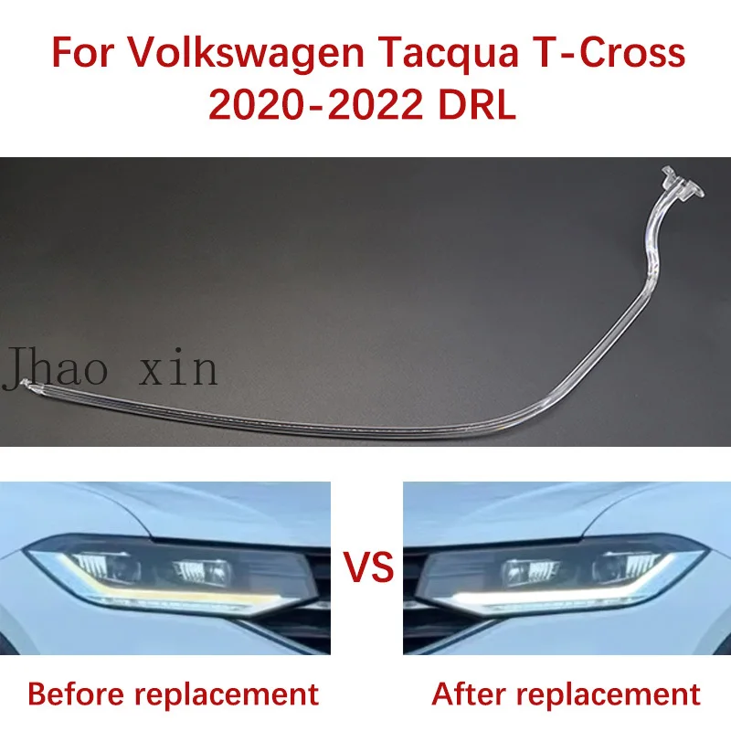 White Light Suitable For Volkswagen T-Cross Car Headlights DRL Light Guide Tube 2020-2022 Angel Eye Ballast Module Guide Strip