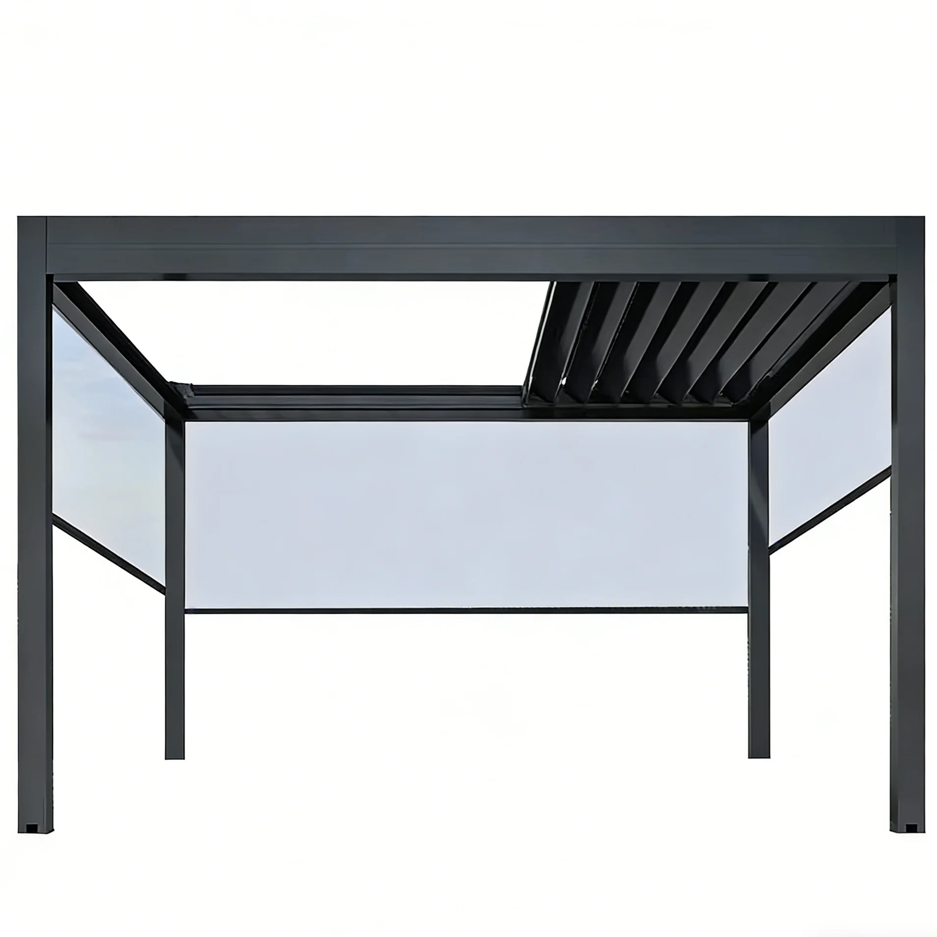 Hochbelastbare Aluminium-Pergola, Elektrisches Lamellendach, Wasserdichter Pavillon, UV-Sonnenschutz, Langlebig Rostbeständig & Langanhaltend