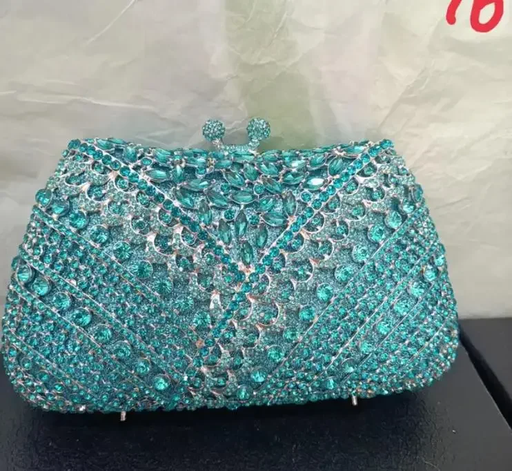 

Luxury Green Rhinestone Crystal Evening Clutches New Arrival Women’s Mini Minaudiere Fashion Ladies Prom Handbags Party Purses