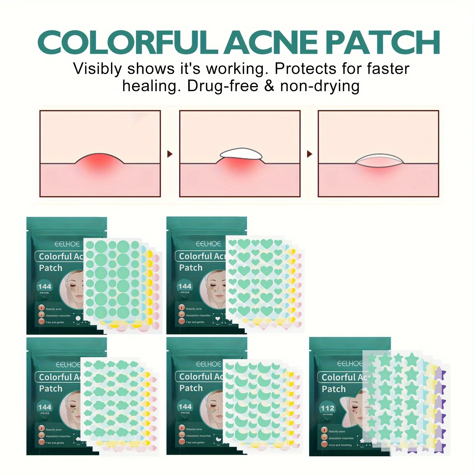 112 Pieces Acne Patch Beauty Tool Star Shape Acne Concealer Facial Spot Repair Dimples Acne Spot Stickers