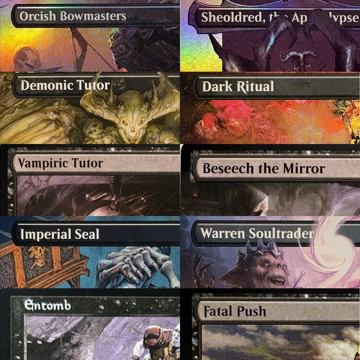 LK5 Orcish Bowmasters Vampiric Tutor Warren Soultrader Necropotence Dark Ritual High-Quality TCG Proxy Cards (Black-Core)