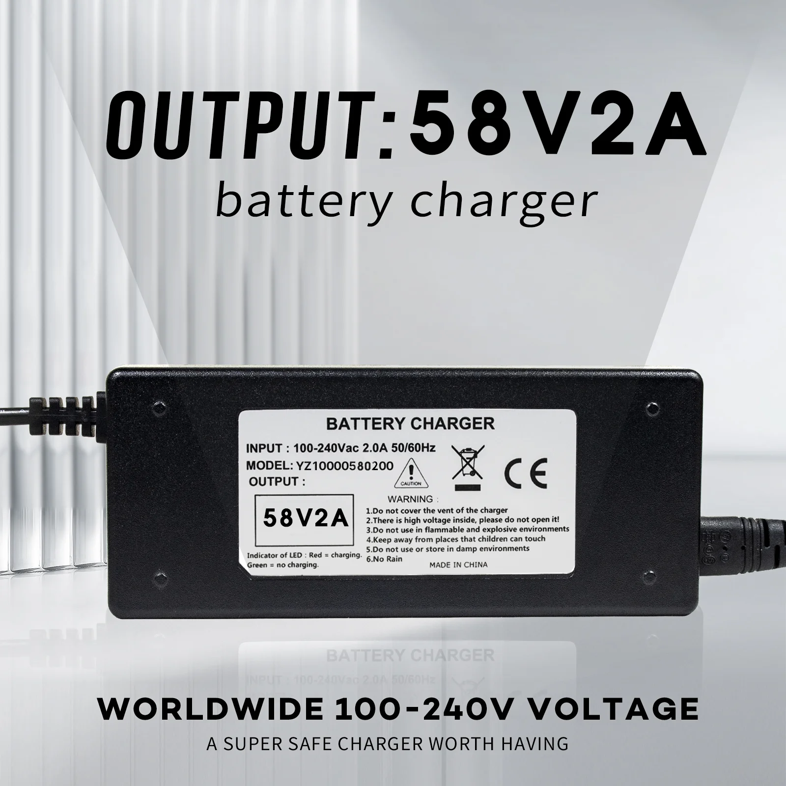 YZPOWER 58V 2A Leod Acid Charger for 48V UrbanGlide E-CROSS PRO/E-CROSS PRO E-Scooter Charging– Smart CC-CV Charger, LED Status
