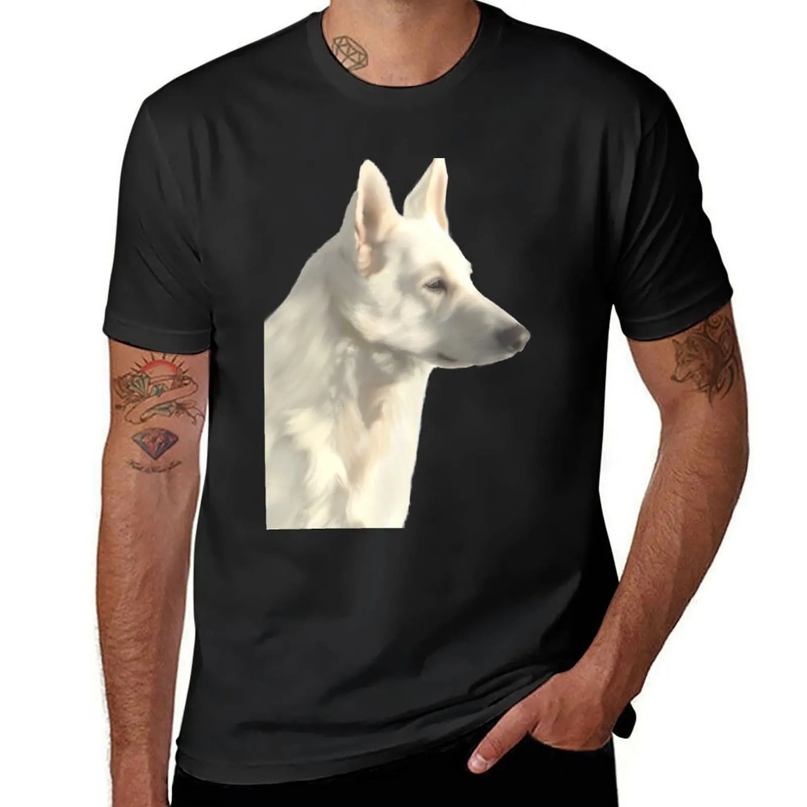 

White Shepherd T-Shirt blacks quick drying new edition korean fashion men workout shirt