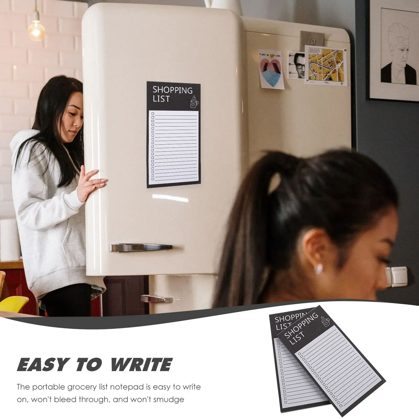 

2 Books Magnetic Unique Style Grocery List Notepads Daily Shopping Planner Portable Sheets List Notepad