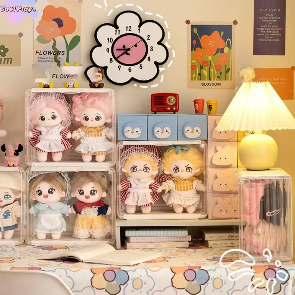 

Transparent 20cm Cotton Doll Storage Box Large Capacity Diy Hand-made Plush Doll Display Stand Acrylic Removable