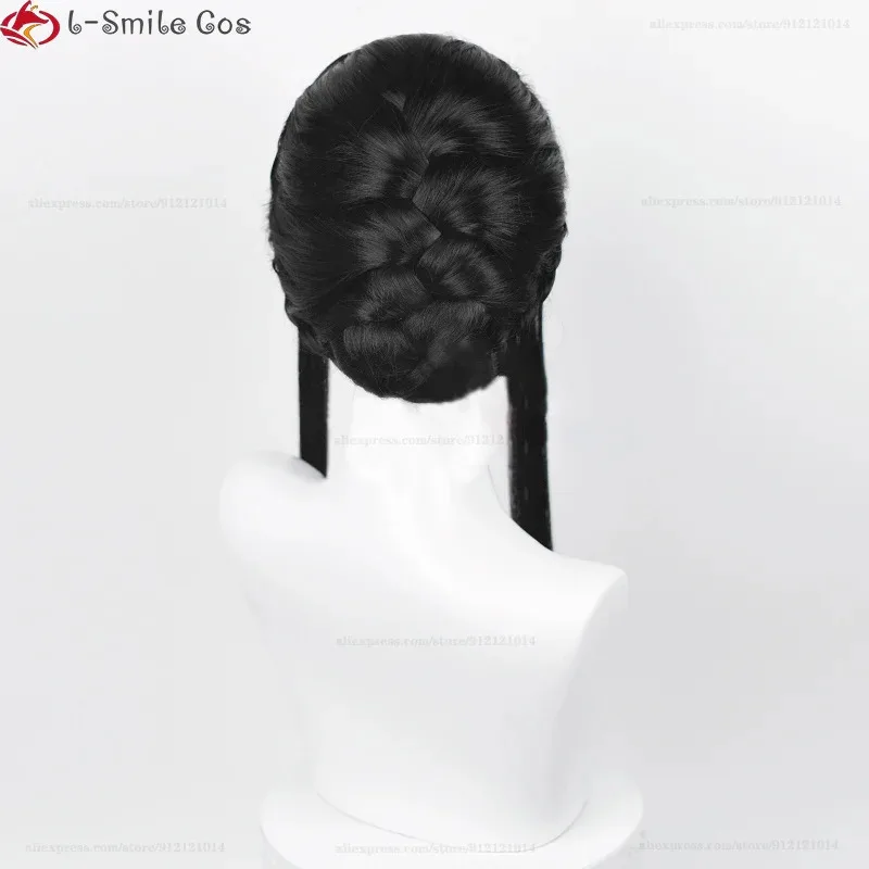 Qq3880cm de largo Yor Forger Cosplay Anime negro recto resistente al calor sintético cos pelucas de Halloween + gorro de peluca