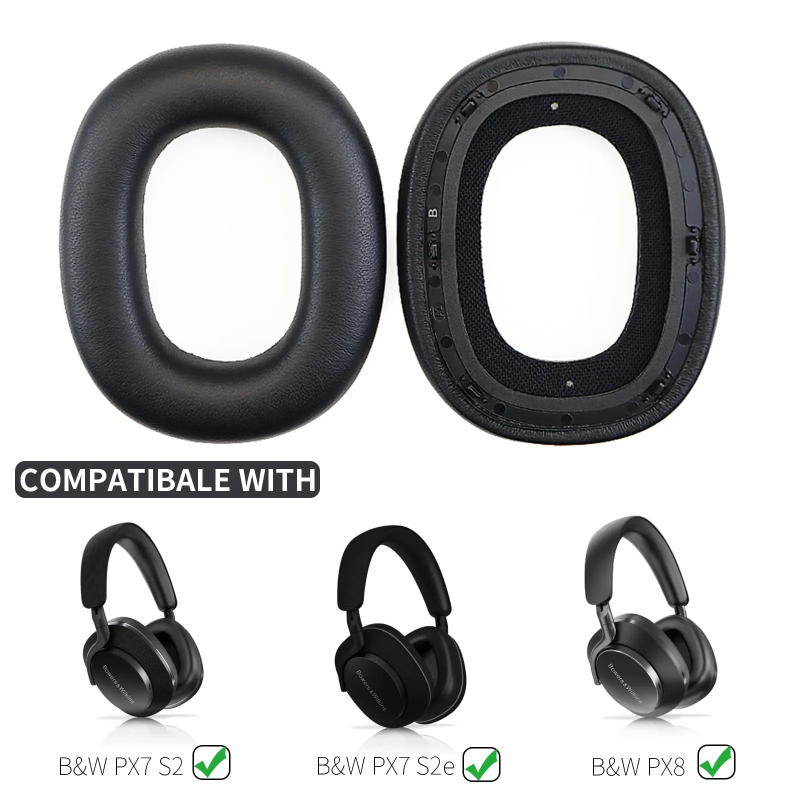 PX8 Lambskin Leather Ear Pads Cushion, Replacement Ear Pads for Bowers & Wilkins PX7S2 PX7S2e PX8 Over-Ear Wireless Headphones view 2
