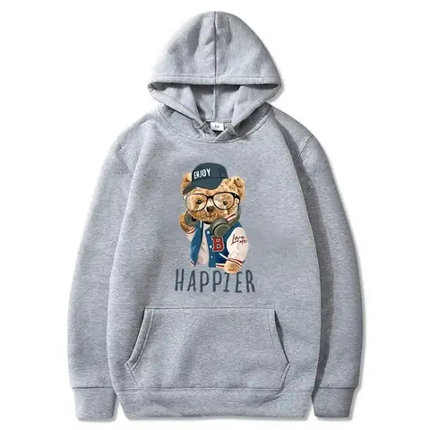 2024 New Men's Hoodie Fun Teddy Bear Hooded Casual Shirt for Men Fashion Sweatshirt Loose Street Hoody Multi Color Sweatshirt