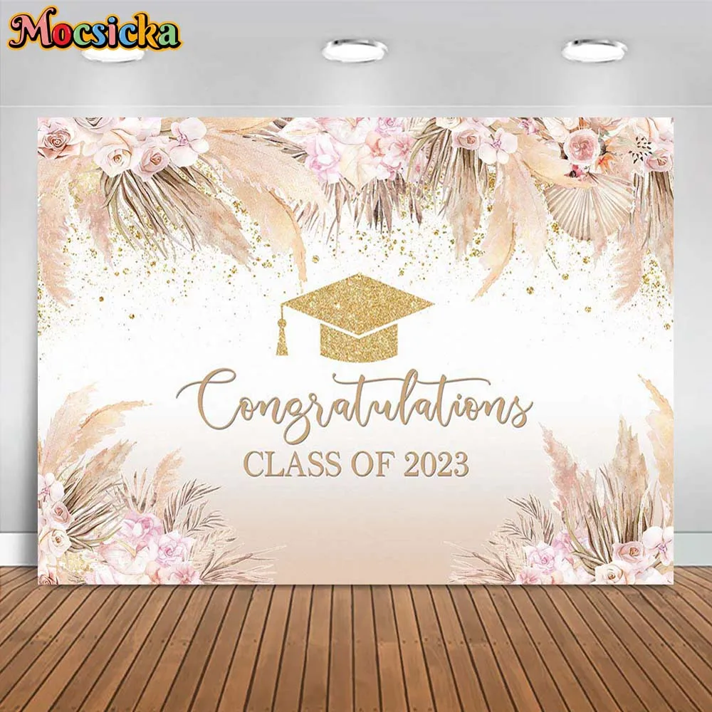 

Mocsicka Bohemian Class of 2023 Graduation Backdrop Bachelor Hat Congratulations Graduates Portrait Photo Background Photostudio