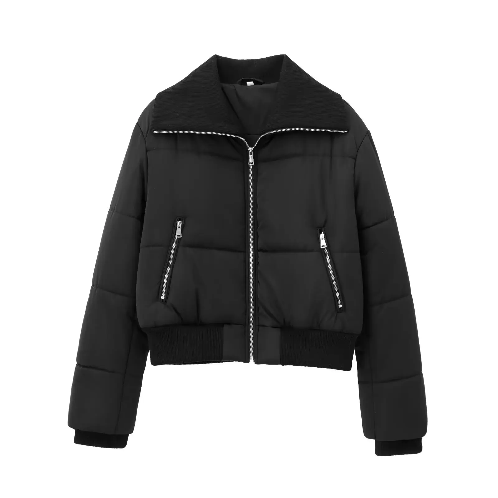 European and American style winter new style threaded lapel zipper thickened warm cotton jacket