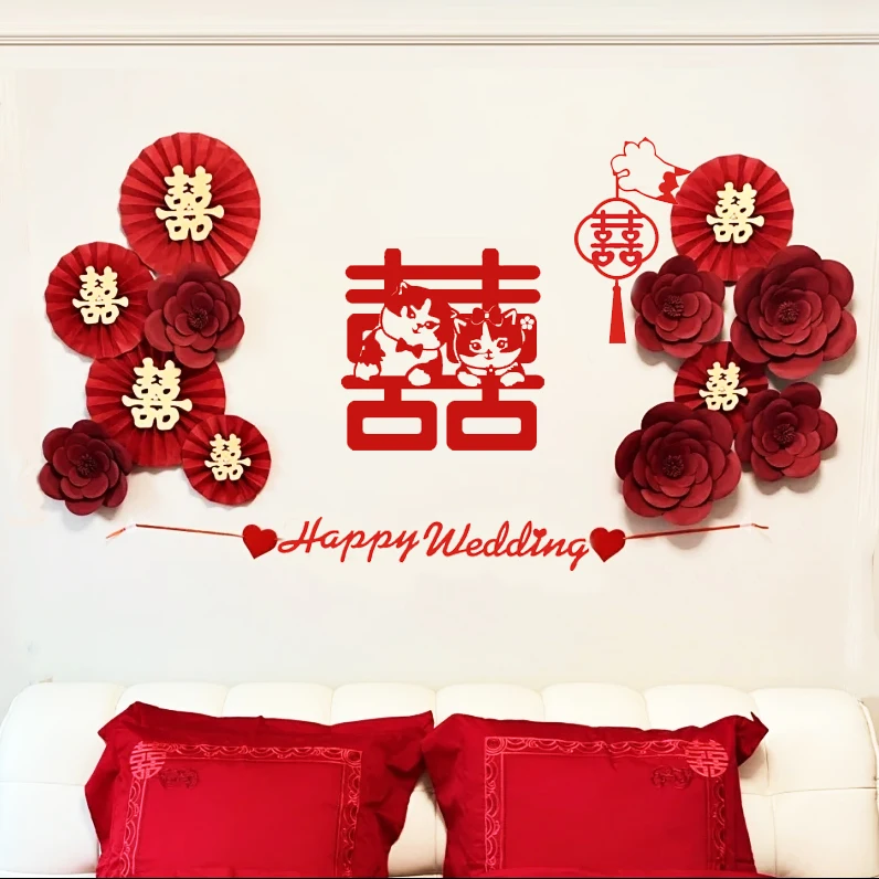 Wedding New House Decoration Background Wall Bedroom Ins Wind Net Red Luxury Flower