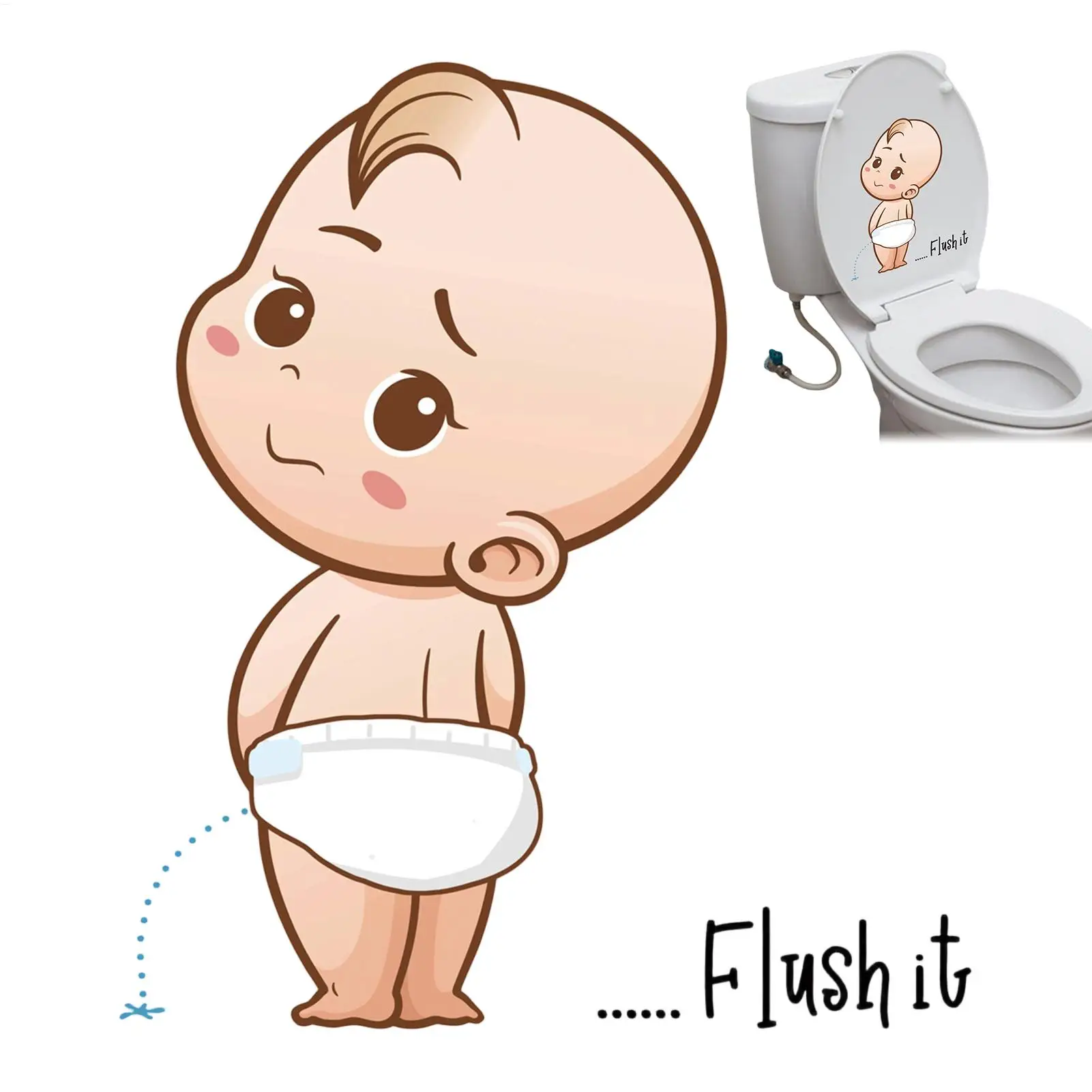 Funny Potty Stickers Bathroom Wall Decor Self Adhesive Removable Decals Toilet Training Art for Kids Nursery School Kindergarten