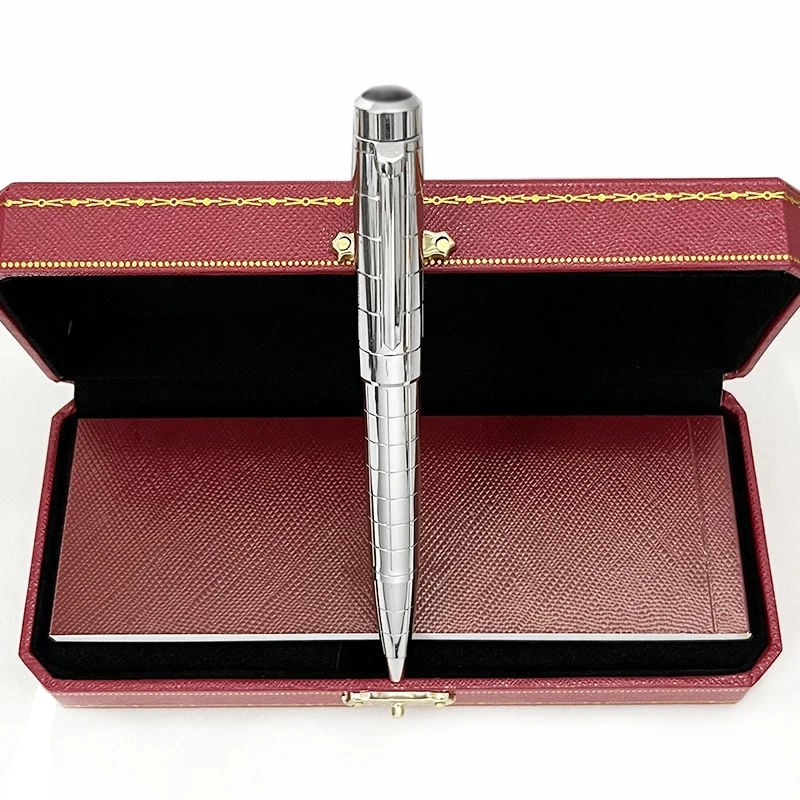 Luxury Classic Silver Checkered Ballpoint Pen With Box Office School Stationery With Smooth Writing