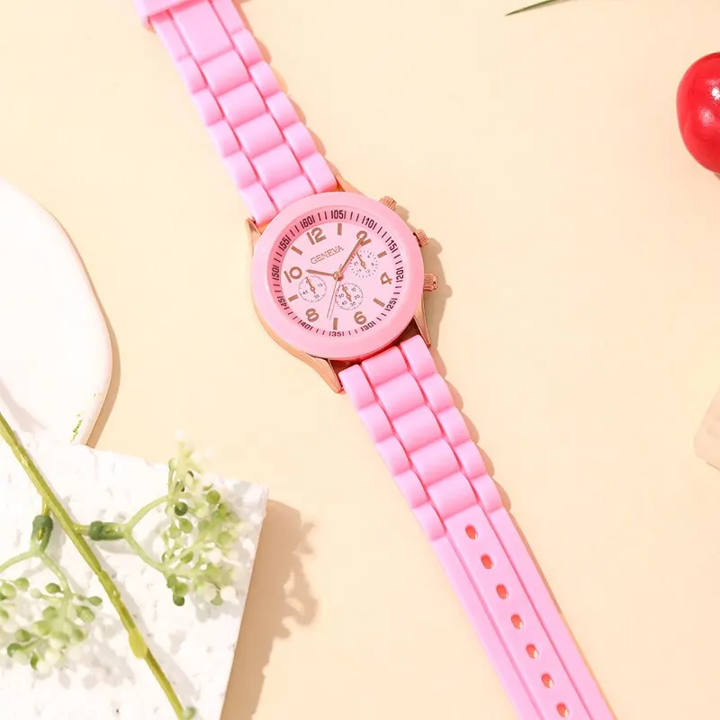 Fashion Women Watches Elegant Ladies Dress Quartz Watch Luxury Womens Pink Silicone Jelly Wristwatch Girls Gifts Reloj Mujer