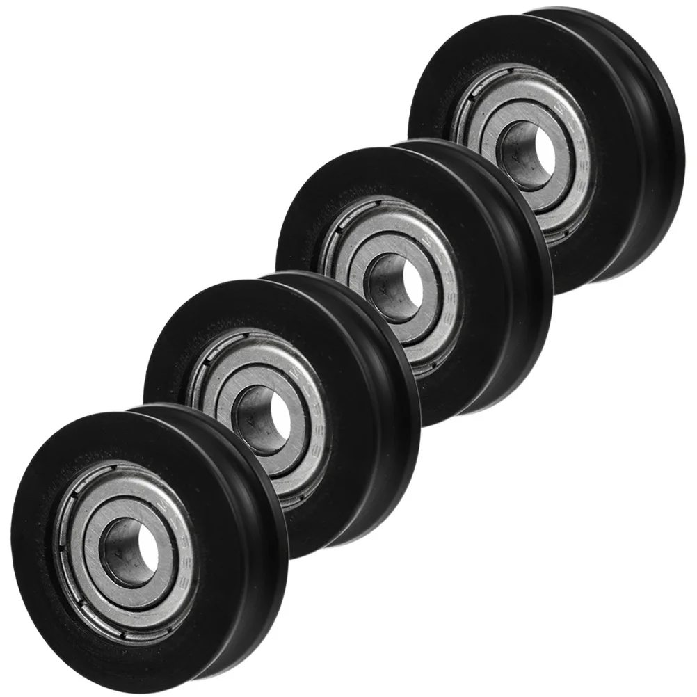 Polia de rolamento para porta deslizante, 4 unidades, rolo resistente com sulco em u, roda de pista, portão deslizante, polia de corda