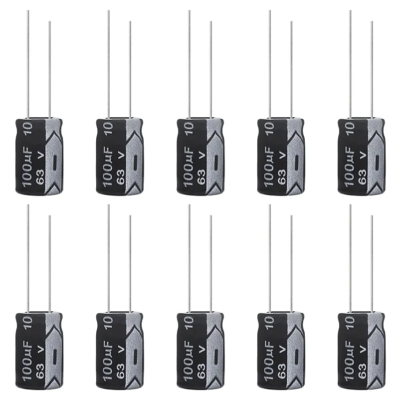 

100uF 63V 8x12mm Electrolytic Capacitor 100 UF MFD 63 Volt 0.32x0.47in Aluminum Capacitors (Pack of 10)