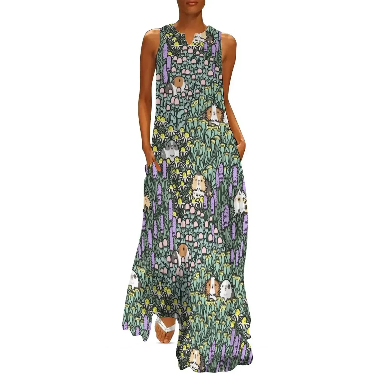 

Guinea pigs and garden herbs pattern Long Dress Long dresses dress for women luxury dresses Dress
