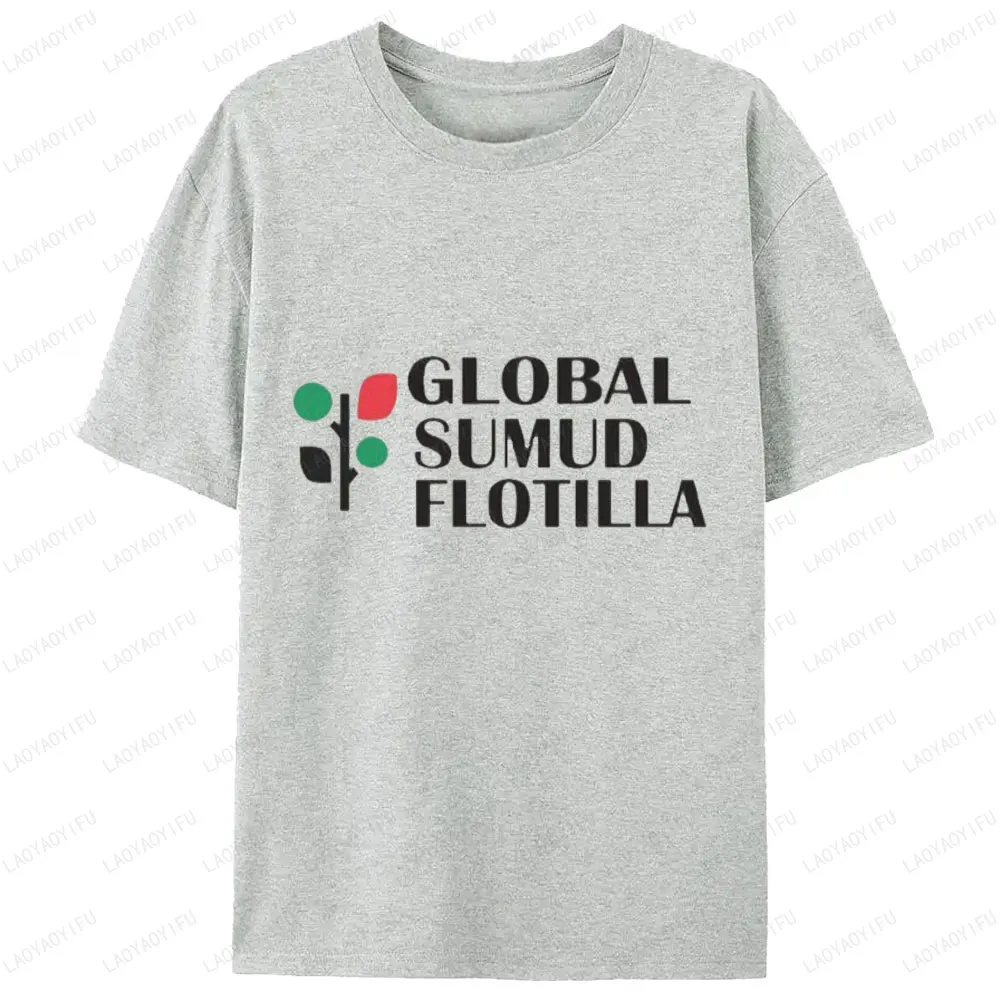 Global Sumud Flotilla Palestine National Flag Leaf Graphic T Shirts Unisex Outdoors Fashion Tshirt Woman Men Cotton Clothes Tops