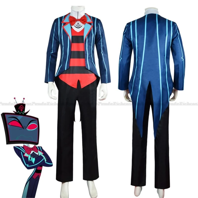 Anime Hazzbin Cosplay Hotel ALASTOR Angel Dust Vox Angel Costume Cosplay da uomo Tuta nera Donna Halloween Vestito da prestazione per bambini