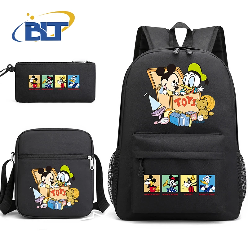 Mickey Mouse and Friends printed student school bag kids backpack pencil case shoulder bag 3-piece set