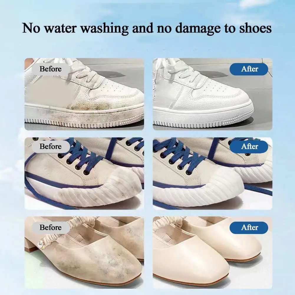 Multiple Purpose White Shoe Cleaning Cream With Stain Remover Whitening Formula With Wipe Sponge For Sneakers And Shoes