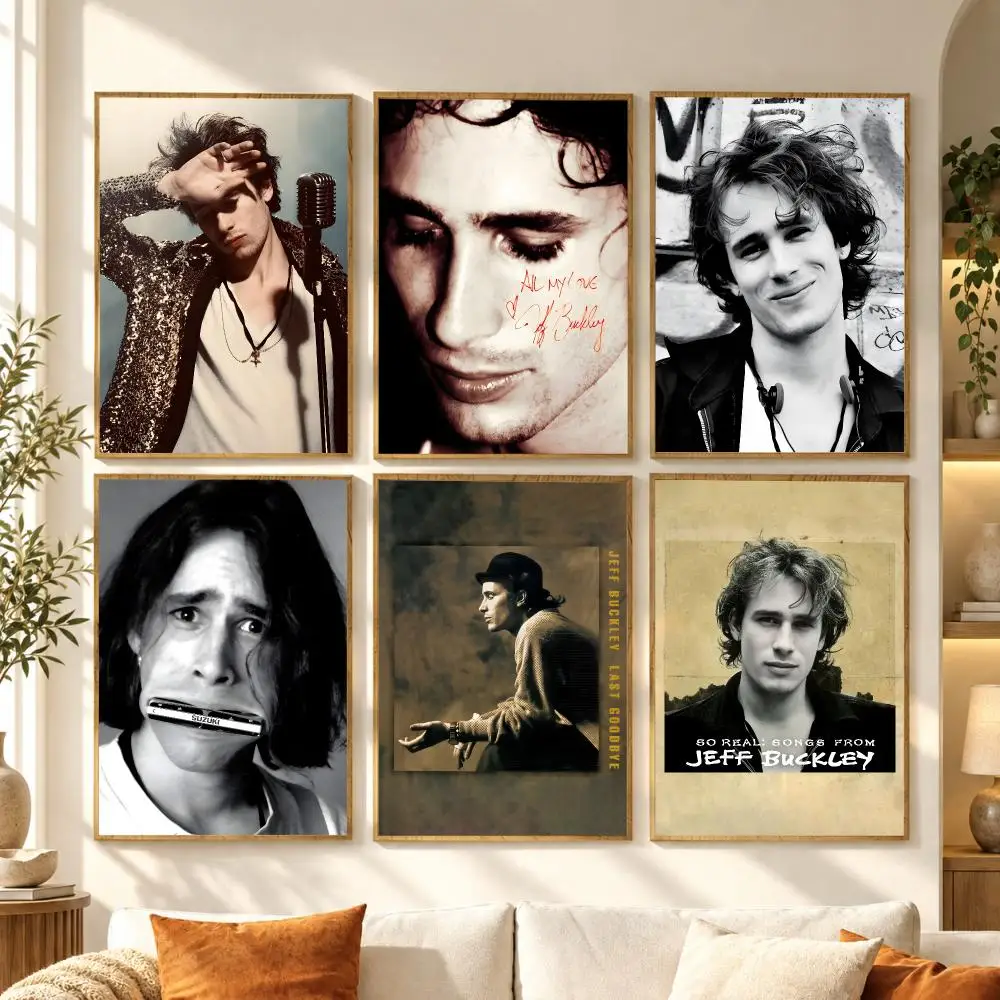 J-jeff B-Buckley Singer Emotional Timeless Poster Premium Modern Waterproof Wall Art Pictures for Bedroom Living Room Bar Decor